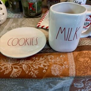 Rae Dunn “Santa Milk And Cookies” Mug and Plate